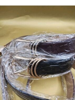 Women's JASGOOD Belt / Genuine Leather & Gold Buckle -Black & Brown